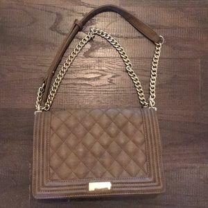 BCBG Tan Quilted Chain Strap Shoulder Bag